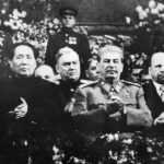 Mao at Stalin's side on a ceremony arranged for Stalin's 71th birthday in Moscow in December 1949.