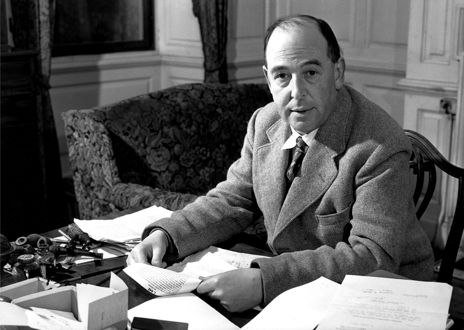 Image of C.S. Lewis at his desk