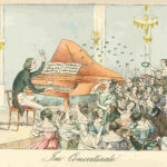 1842 caricature by Theodor Hosemann, often titled "Liszt a koncertteremben" or "Liszt in Concert."